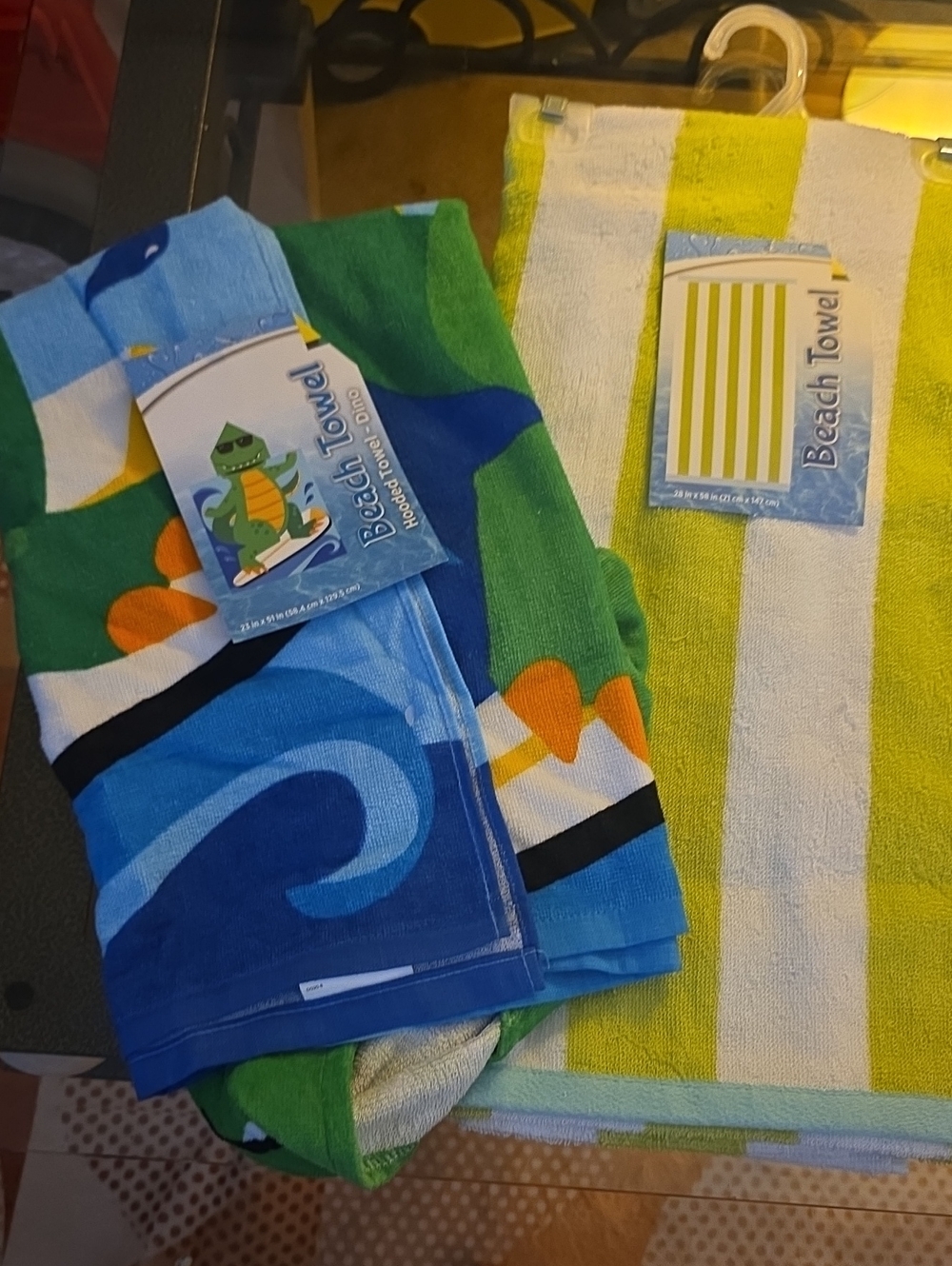 Colorful Beach Towels - Blue, Green & Yellow Stripes